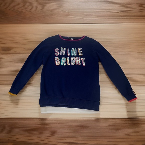 Joules Other - Joules Navy Sweater with Sequins Girls Crew Neck Size 5 School Party Colorful